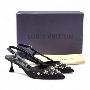 Louis Vuitton Blossom Slingback Heels Satin Crystals Black EU 36 US 5.5 - NWB